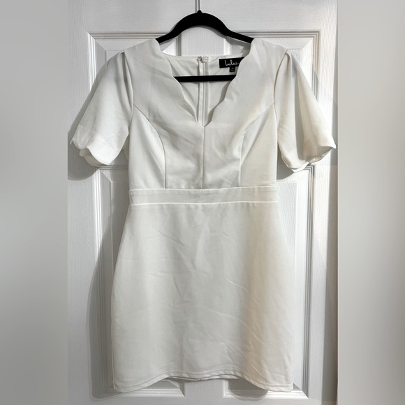 Lulus white scalloped short sleeve dress - Picture 3 of 5